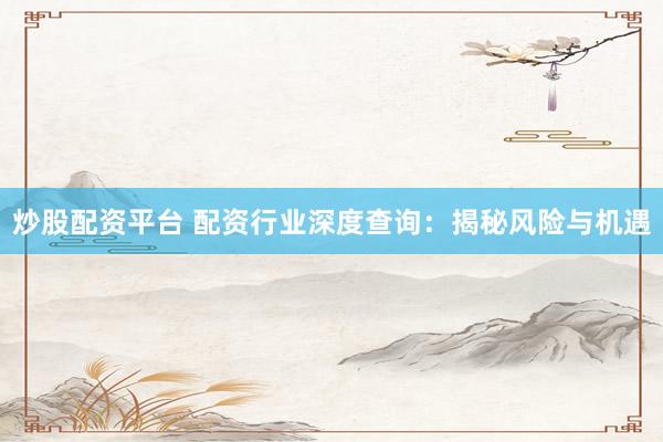 炒股配资平台 配资行业深度查询：揭秘风险与机遇