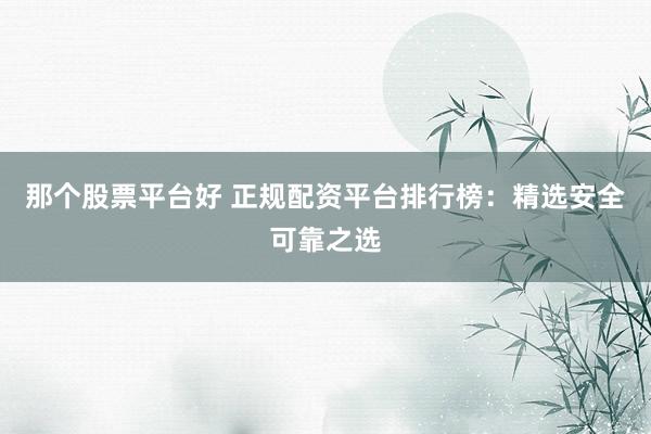 那个股票平台好 正规配资平台排行榜：精选安全可靠之选