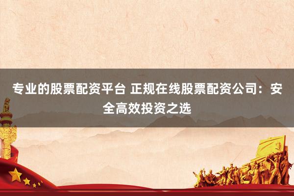 专业的股票配资平台 正规在线股票配资公司：安全高效投资之选