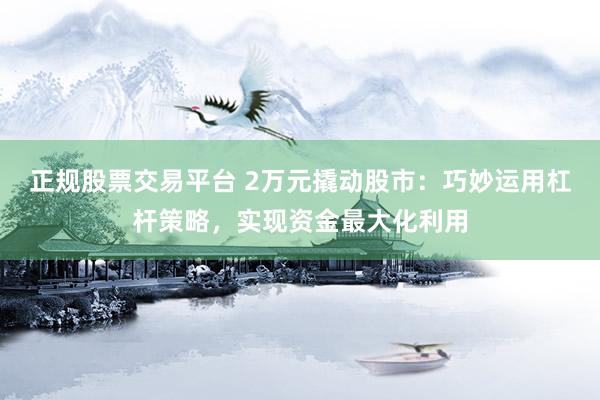 正规股票交易平台 2万元撬动股市：巧妙运用杠杆策略，实现资金最大化利用
