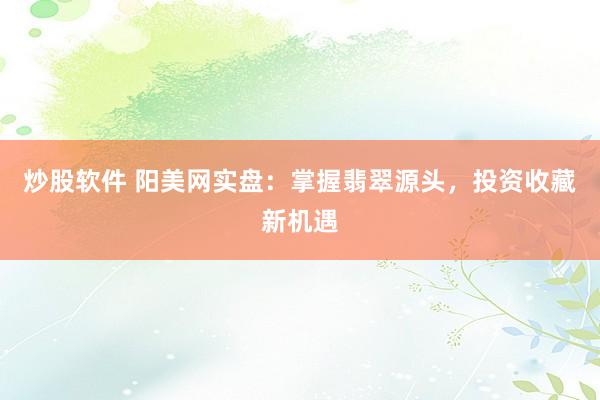 炒股软件 阳美网实盘：掌握翡翠源头，投资收藏新机遇