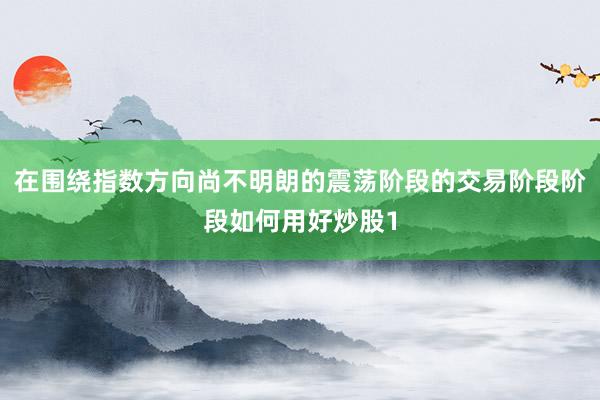 在围绕指数方向尚不明朗的震荡阶段的交易阶段阶段如何用好炒股1