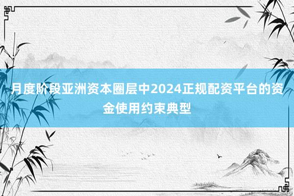 月度阶段亚洲资本圈层中2024正规配资平台的资金使用约束典型