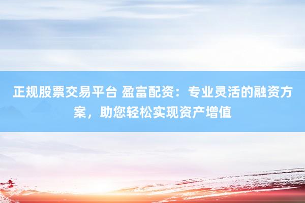 正规股票交易平台 盈富配资：专业灵活的融资方案，助您轻松实现资产增值